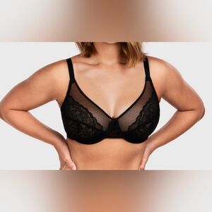 HSIA Black Enchante Full Coverage Unlined Lace Underwire Bra - 40C - NWT